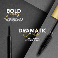 Seven Seas Eyeliner & Mascara 2 in 1 | Lightweight, Denser & Longer Lashes | Intense Black Finish | Adds Volume | Easy Wash | No Clumping | Cruelty Free