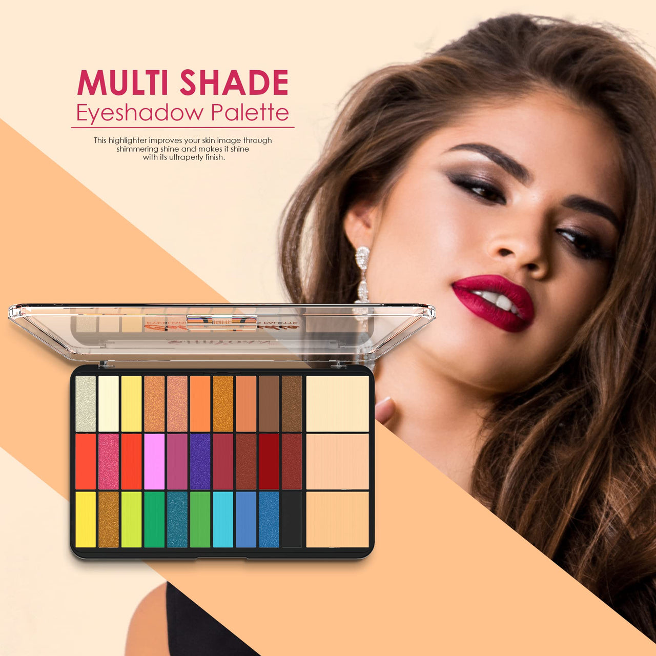 Shryoan Color Studio Eyeshadow & Highlighter Palette | 30 Colorful Shimmer Eyeshadow & 3 Compact | Highly Pigmented & Shimmery Matte Finish | (38 gm) (Shade 02)