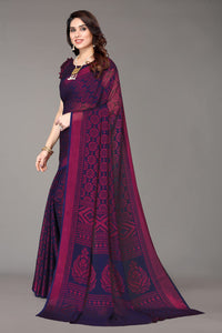 Winza Designer Women's  Chiffon Brasso Printed Saree with Blouse Piece (WDP Brasso Malini W)