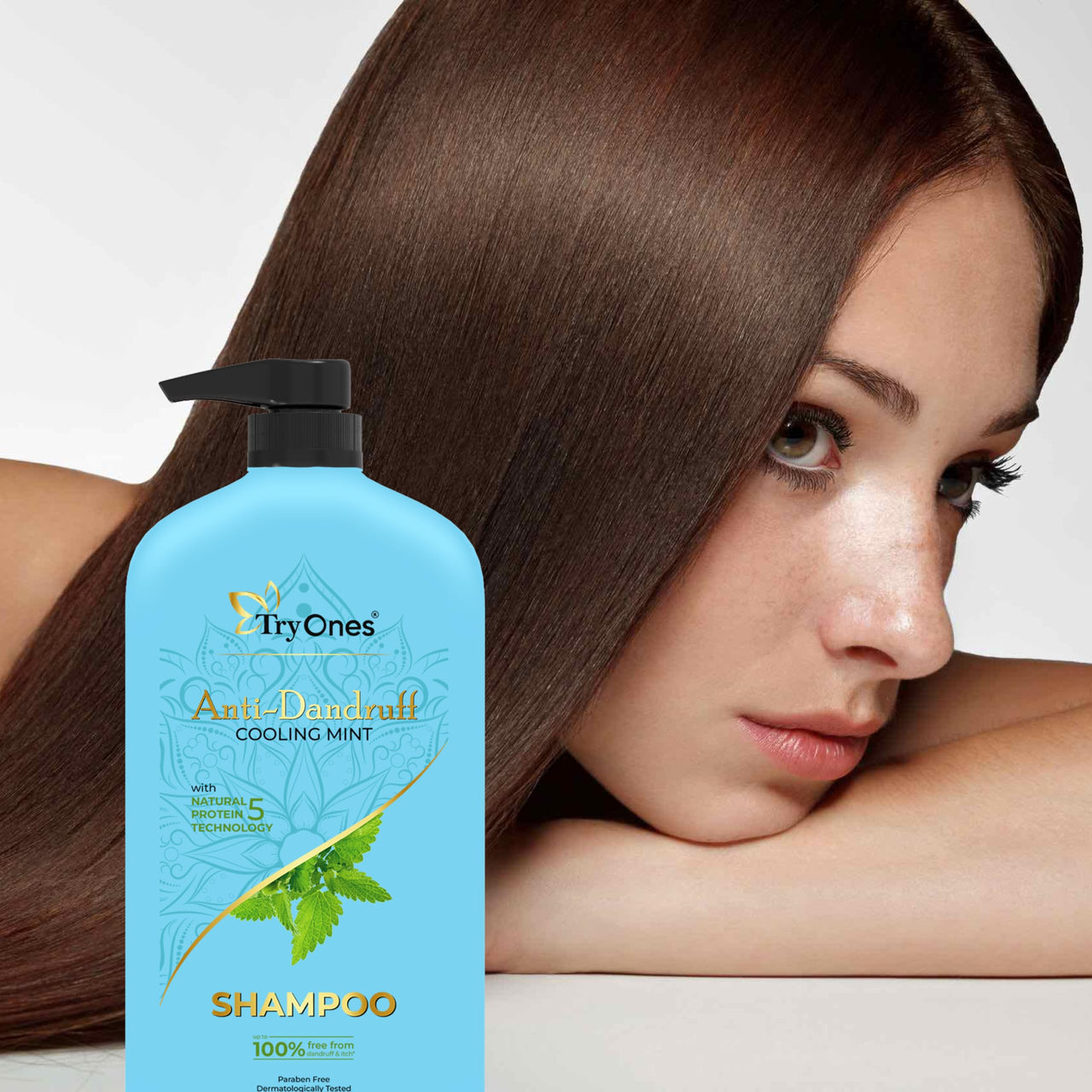TryOnes Cool Menthol Anti Dandruff Shampoo for Women & Men Fights Dandruff | Soothes Scalp & Revives Hair, 1L