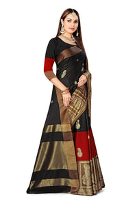GRECIILOOKS Women Soft Cotton & Silk Saree For Women Banarasi Saree With Un-stitched Blouse piece