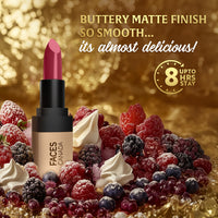 FACES CANADA Comfy Matte Velvet Touch Lipstick - Acai Parfait 12, 4.2g | Velvety Matte Finish | 8HR Longstay | Intense Colour | Hydrating Lips | Smooth Application
