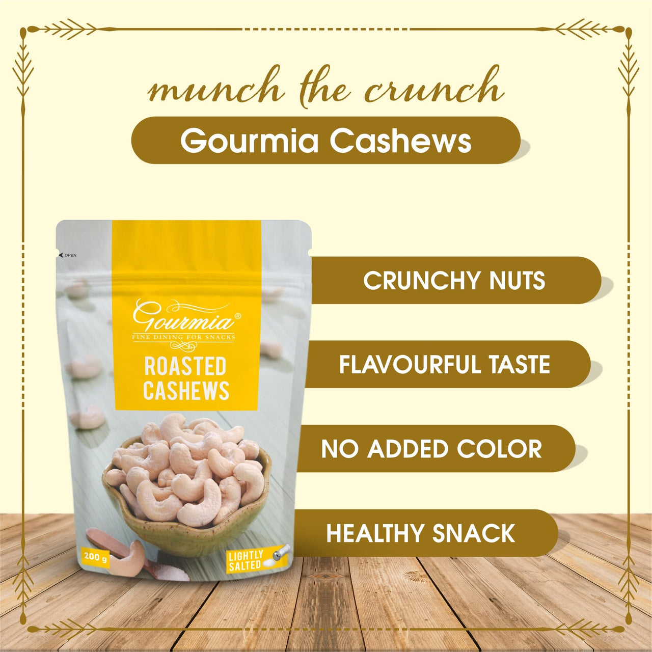 Gourmia Roasted Cashews Lightly Salted 200g