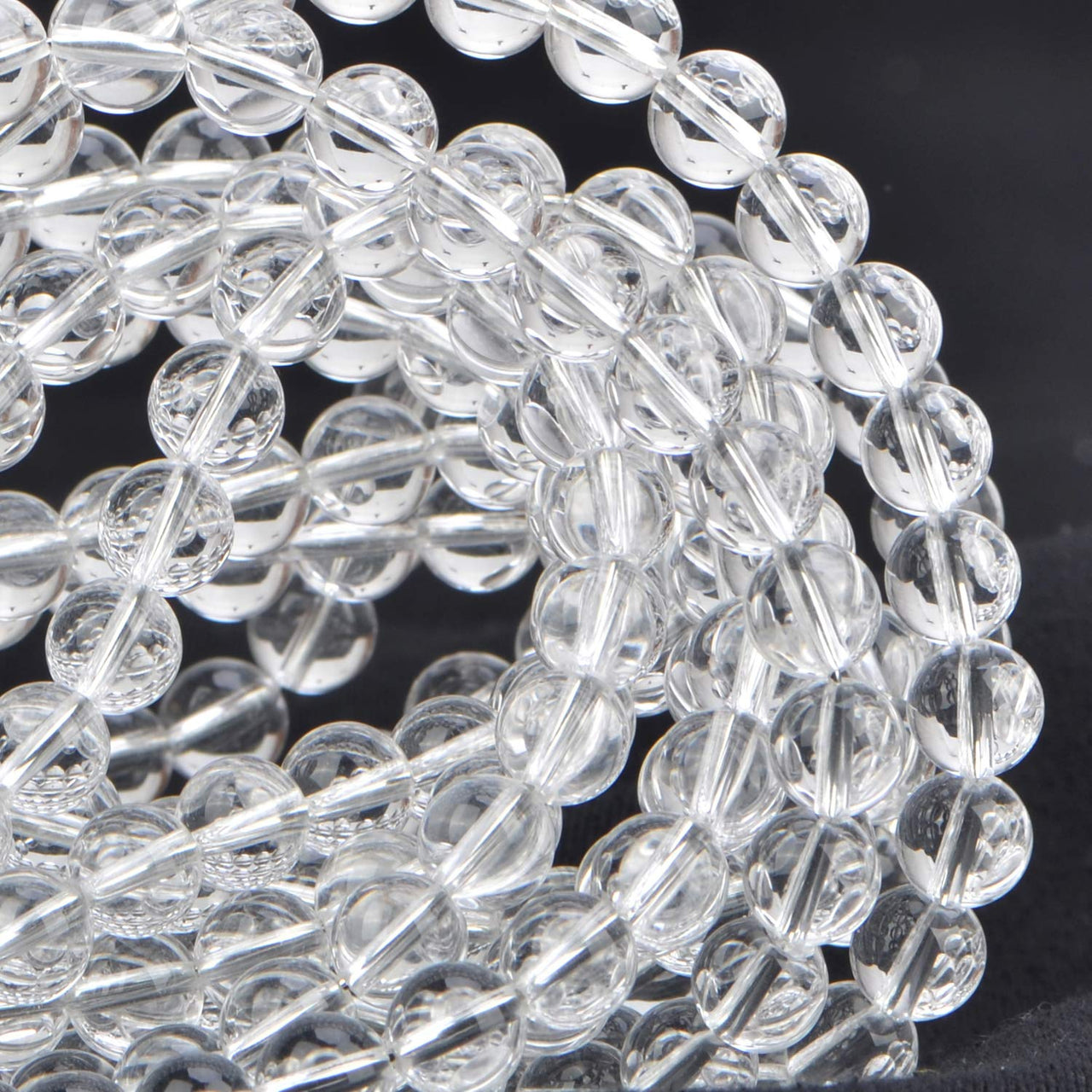 100Pcs Natural Crystal Beads Stone Gemstone Round Loose Energy Healing Beads with Free Crystal Stretch Cord for Jewelry Making (Clear Crystal, 8MM) Clear Crystal