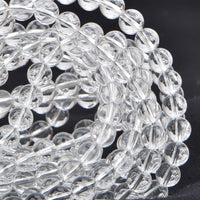 100Pcs Natural Crystal Beads Stone Gemstone Round Loose Energy Healing Beads with Free Crystal Stretch Cord for Jewelry Making (Clear Crystal, 8MM) Clear Crystal