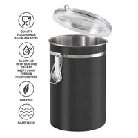 Oggi Stainless Steel Kitchen Canister 62 fl oz, Black - Airtight Clamp Lid, Clear See-Thru Top - Ideal for Kitchen Storage, Food Storage, Pantry Storage. Large Size 5