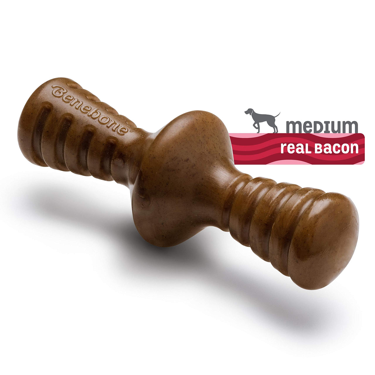 Benebone Zaggler Rolling Dog Chew Toy for Aggressive Chewers, Real Bacon, Made in USA, Medium