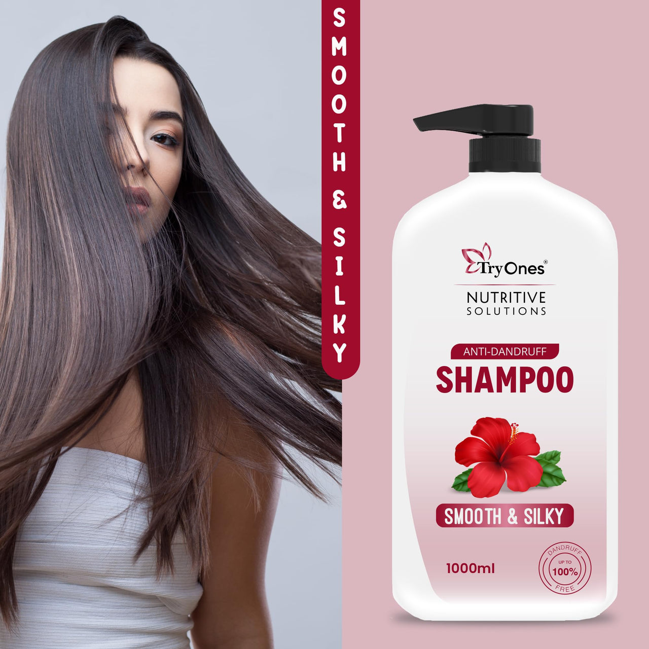 TryOnes SMOOTH & SILKY SHAMPOO With Proteins For Silky Smooth Hair - Moisturises Dry & Frizzy Hair|| For Men & Women 1000 ml