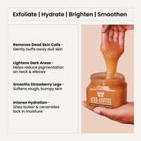 WildOak Iced Coffee Sugar Body Scrub | 300g | Kojic Acid, Hyaluronic Acid, Ceramides, Collagen & Peptides | De-Tan & Brightens Dark Areas | Smooths Strawberry Legs & Arms | Hydrates & Exfoliates