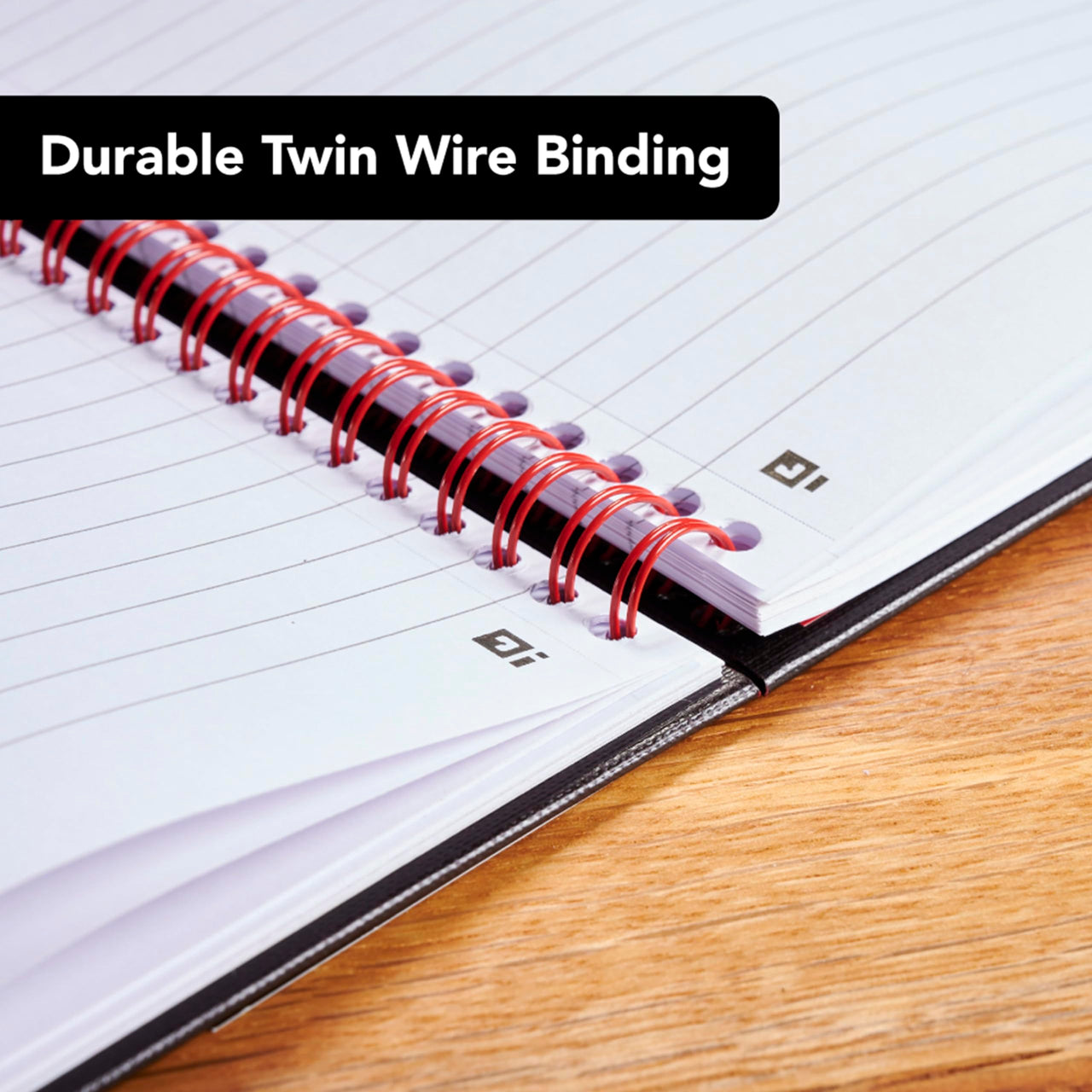 Black n' Red Notebook, Business Journal, 11" x 8-1/2", 70 Sheets, Ruled, Optik Paper, Scribzee App, Hardcover, Wirebound, Black (K67030)