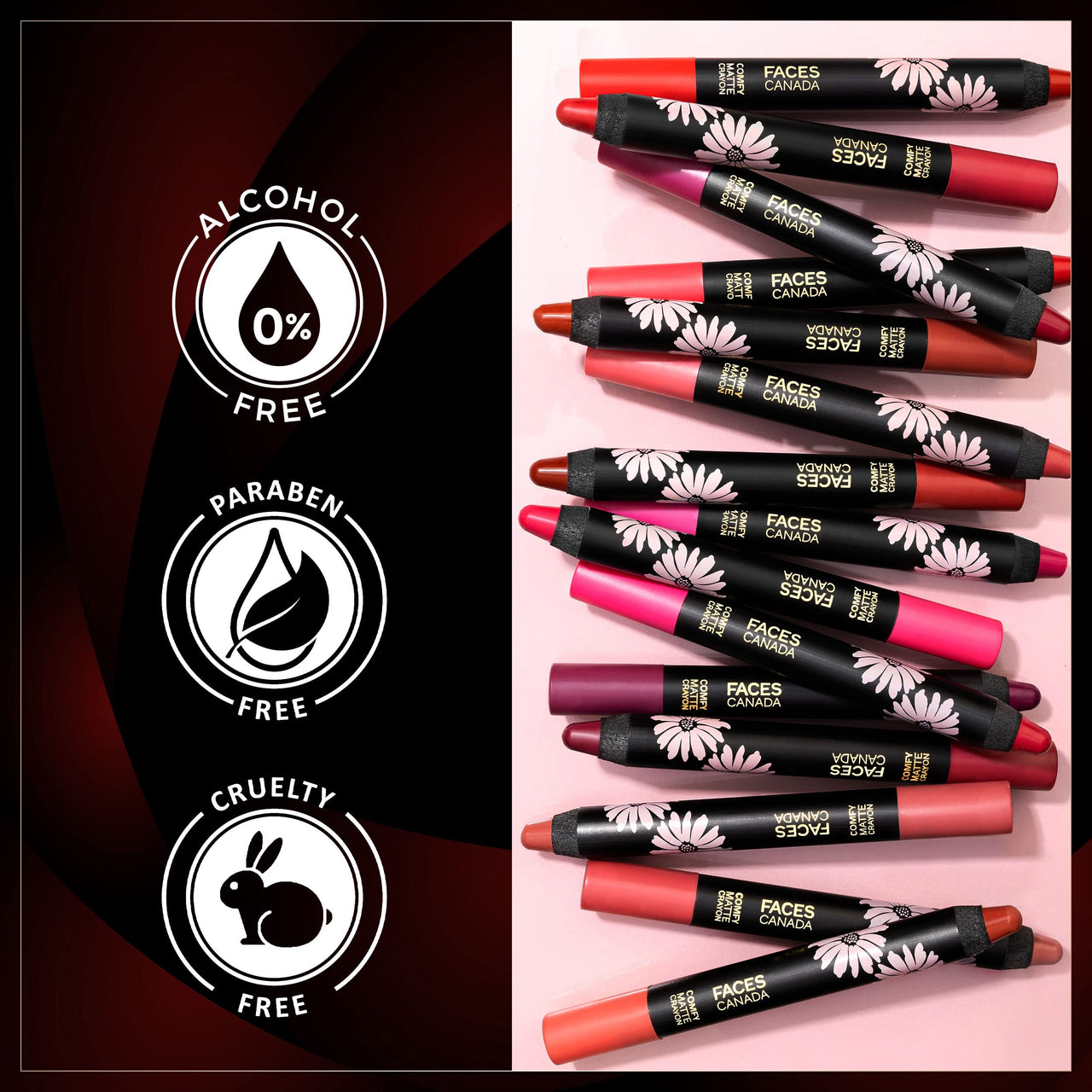 FACES CANADA Comfy Matte Lip Crayon - Trick Or Treat (Purple), 2.8g | 8HR Long Stay | No Dryness | Luxurious Creamy Texture | Intense Color in 1 Stroke | Hydrates & Nourishes | Chamomile & Shea Butter