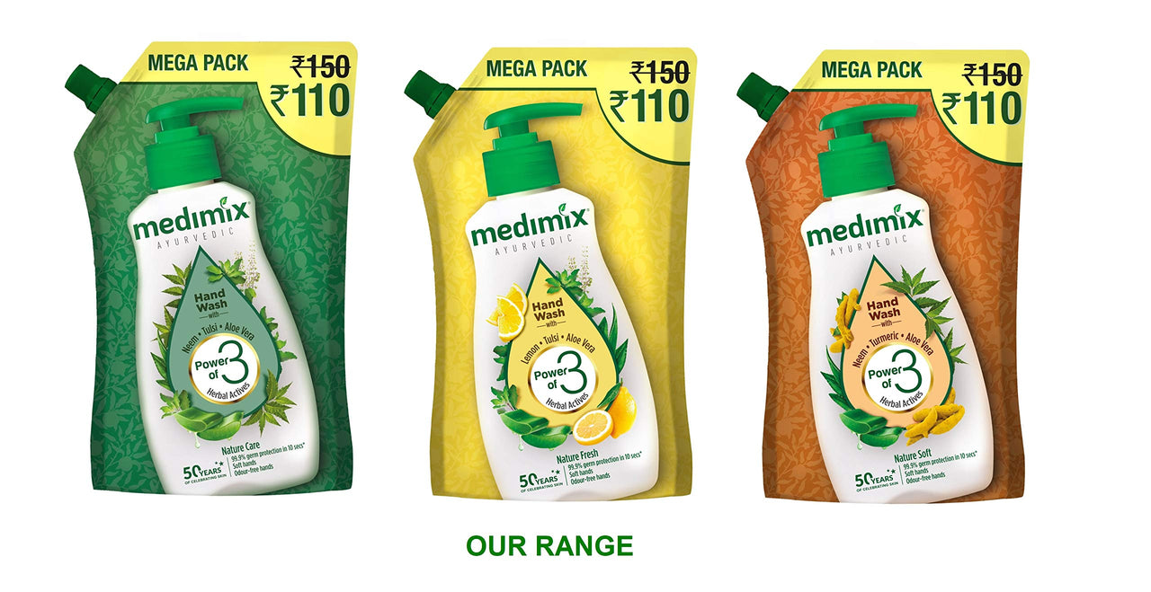 Medimix Ayurvedic Nature Fresh Hand Wash with Lemon, Tulsi, & Aloe Vera 675ml (Combo Pack Of 2)