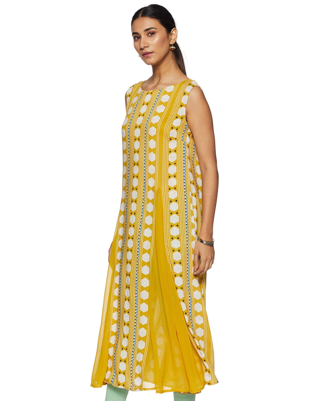 W for Woman Women's  Viscose A-Line Kurta S (8) Yellow