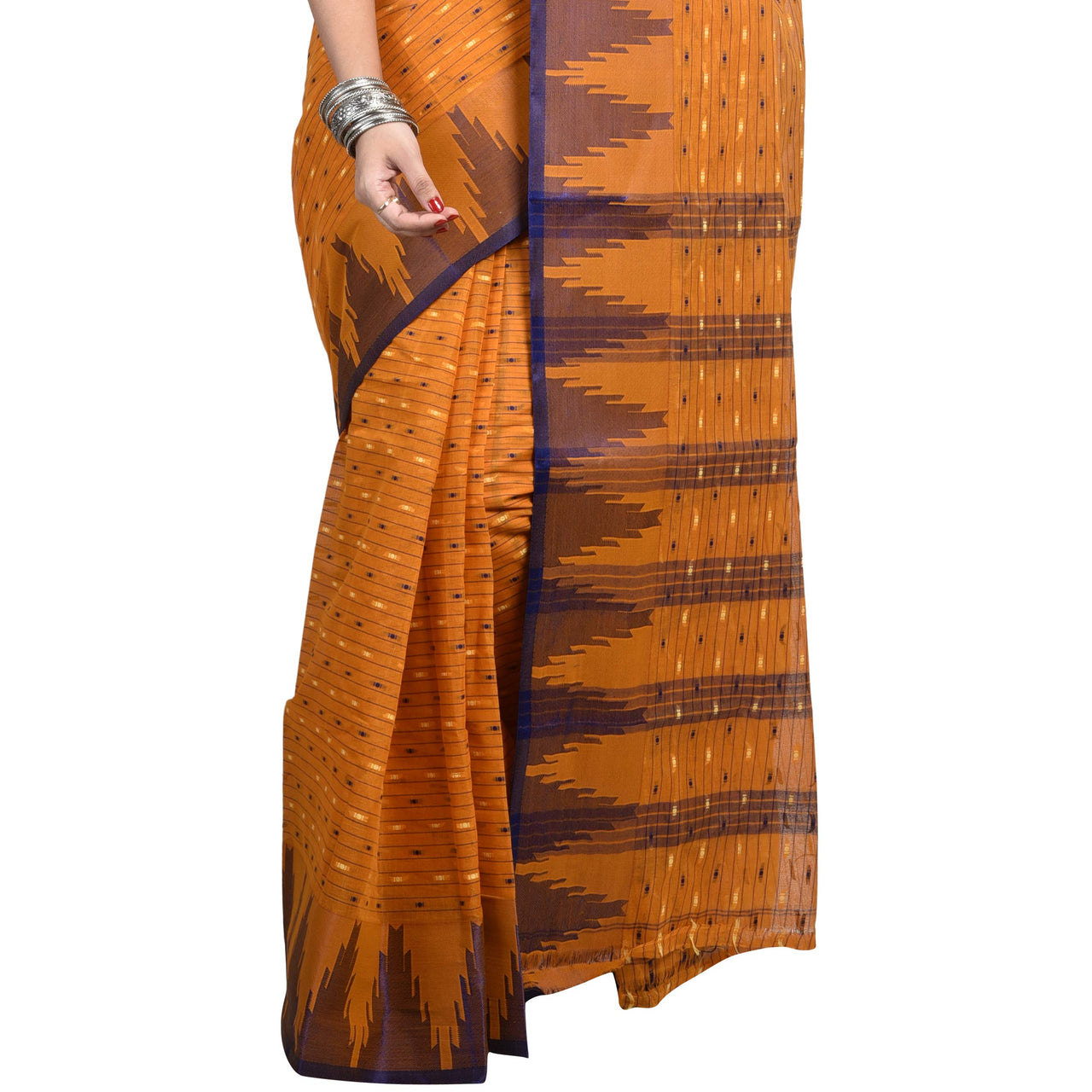 Raj Sarees Women's  Pure Georgette Saree Without Blouse Piece Mustard Yellow; Golden
