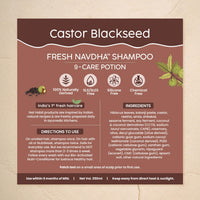 Nat Habit Castor Blackseed Navdha Shampoo - Natural Cleanser for Men, Enhances Immense Shine, Retains and Imparts Moisture, For Strong & Sunny Shine Hair, 250ml