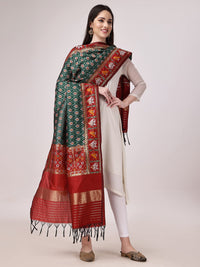 KAPAAHA Women's  Woven Silk Blend Patola Fulwadi Dupatta, Width 45 inch, Length 2.5 meter