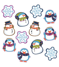Carson Dellosa 36-Piece Winter Bulletin Board Cutouts, Snowman, Penguin & Snowflakes Cutouts for Bulletin Board, Snowman Classroom Cutouts, Winter Classroom Décor Winter Mix