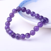 WRCXSTONE Natural 8mm Gorgeous Semi-Precious Gemstones Healing Crystal Stretch Beaded Bracelet Unisex Amethyst