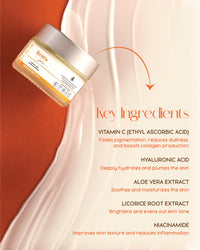 Ikcura Moisturizer with Vitamin C, Hyaluronic, Aloe Barbadensis Leaf Extract | Brightening Skin, Collagen Boosting, Reduces Dullness, Deep Hydrating, Non-Comedogenic & oil free Moisturizer, 50g