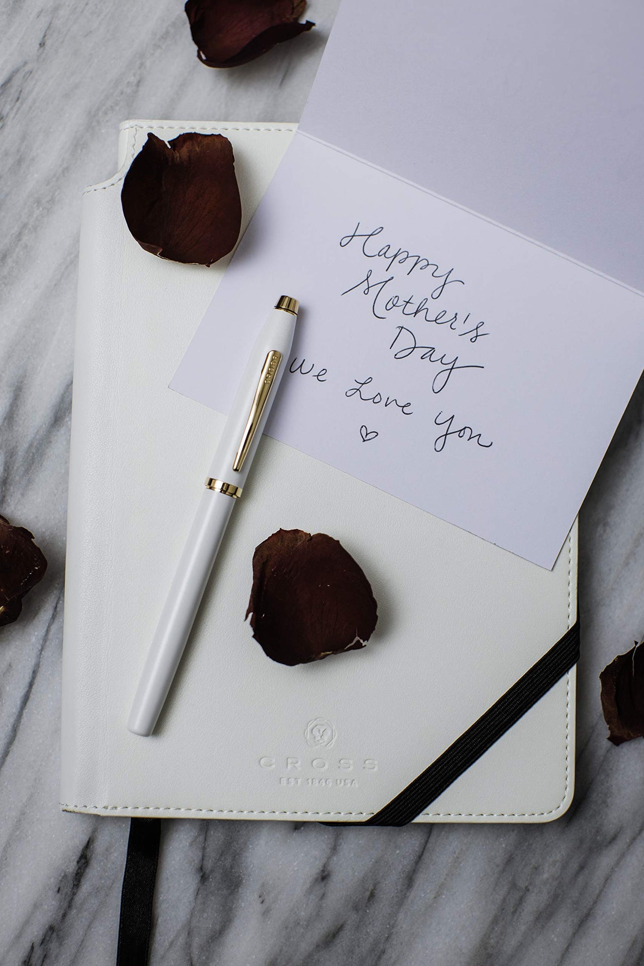 Cross Century II Refillable Gel Ink Rollerball Pen, Fine Rollerball, Includes Luxury Gift Box - Pearlescent White Lacquer Pearlescent White Lacquer / Rose Gold