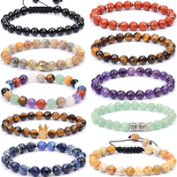 Massive Beads 140PCS 6MM Natural Crystal Beads 10 Materials Faceted Stone Gemstone Round Loose Energy Healing Beads with Free Crystal Stretch Cord for Jewelry Making (Faceted Stone Gems, 6MM) Faceted Stone Gems