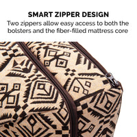 Furhaven Pillow Dog Bed for Small Dogs w/ Removable Bolsters & Washable Cover - Plush & Southwest Kilim Woven Decor Sofa - Desert Brown, Small