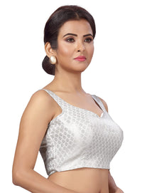 X3 Women's  Brocade Sleeveless Saree