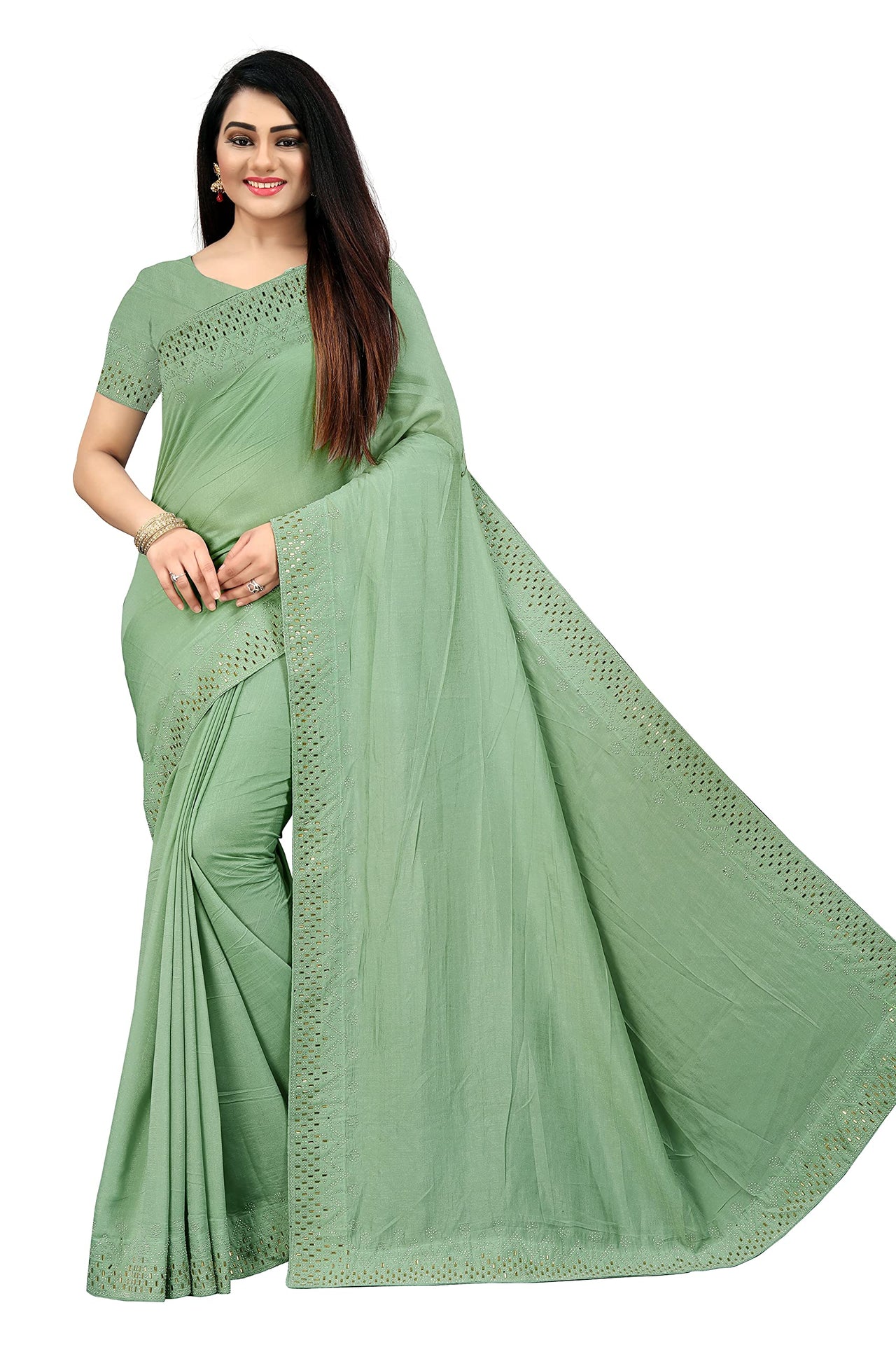 PUNYATHA CREATION Women's  & Girl's  Chanderi Chanderi Saree With Blouse Piece