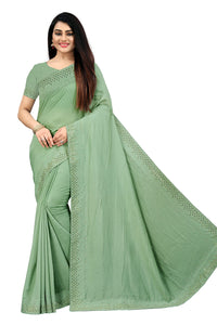 PUNYATHA CREATION Women's  & Girl's  Chanderi Chanderi Saree With Blouse Piece