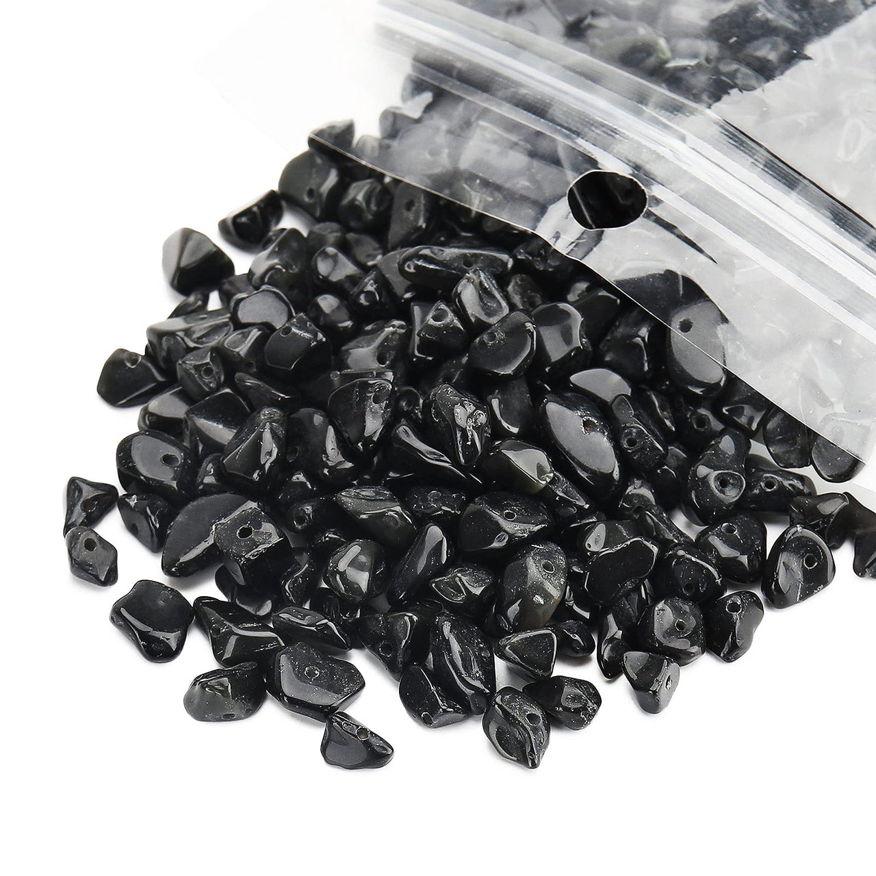 456 PCs Natural Chip Stone Beads, 5-8mm Irregular Multicolor Gemstones Loose Crystal Healing Black Obsidian Onyx Rocks with Hole for Jewelry Making DIY Crafts