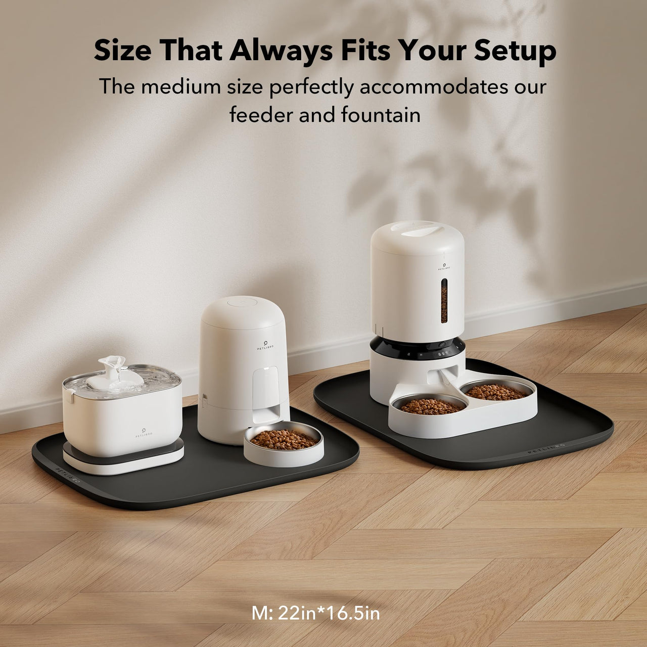 Dog Food Mat, Safety Silicone Cat Food Mat for Feeder & Fountain, Waterproof Dog Bowl Mats, Raised Edge Spill Protection Floor, Cove Feeding Mat for Pet Charcoal