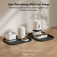 Dog Food Mat, Safety Silicone Cat Food Mat for Feeder & Fountain, Waterproof Dog Bowl Mats, Raised Edge Spill Protection Floor, Cove Feeding Mat for Pet Charcoal