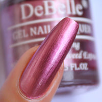 DeBelle Gel Nail Polish Chrome Glaze (Metallic Pink Nail Paint)|Non UV - Gel Finish |Chip Resistant | Seaweed Enriched Formula| Long Lasting|Cruelty and Toxic Free| 8ml