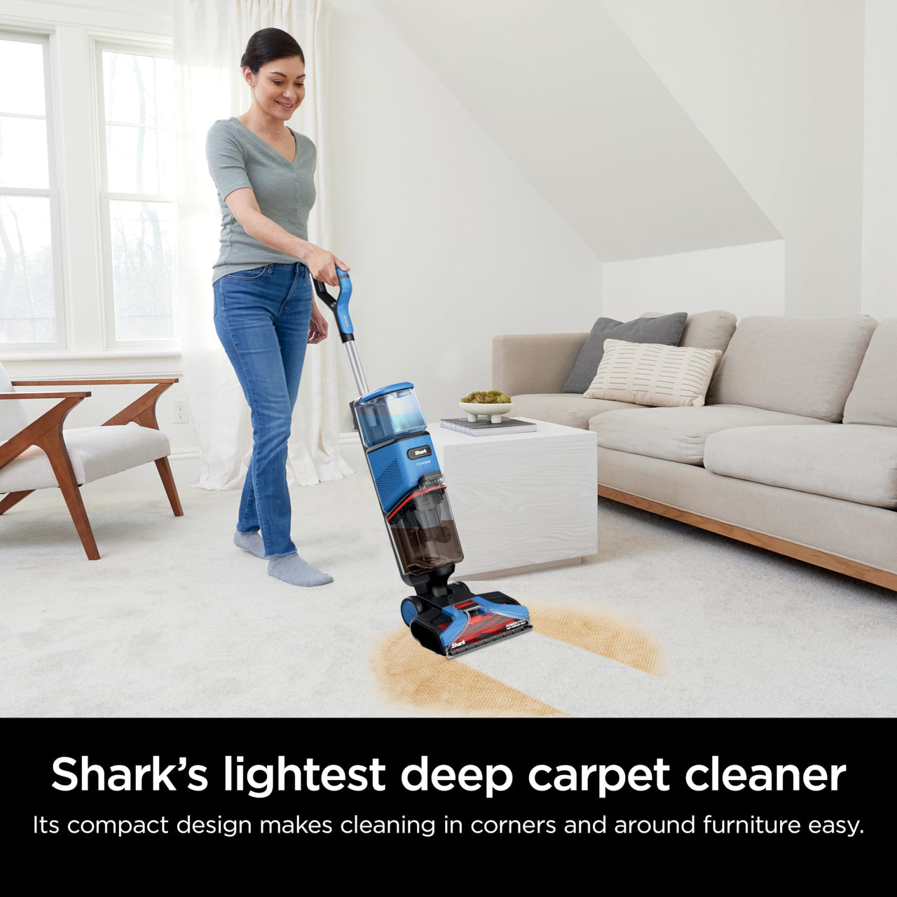 Shark EX201 CarpetXpert Upright Carpet, Area Rug & Upholstery Cleaner with StainStriker, Built-in Spot & Stain Cleaner, Perfect for Pets, Deep Cleaning & Tough Stain Removal, Carpet Shampooer, Cyan Shark CarpetXpert with StainStriker