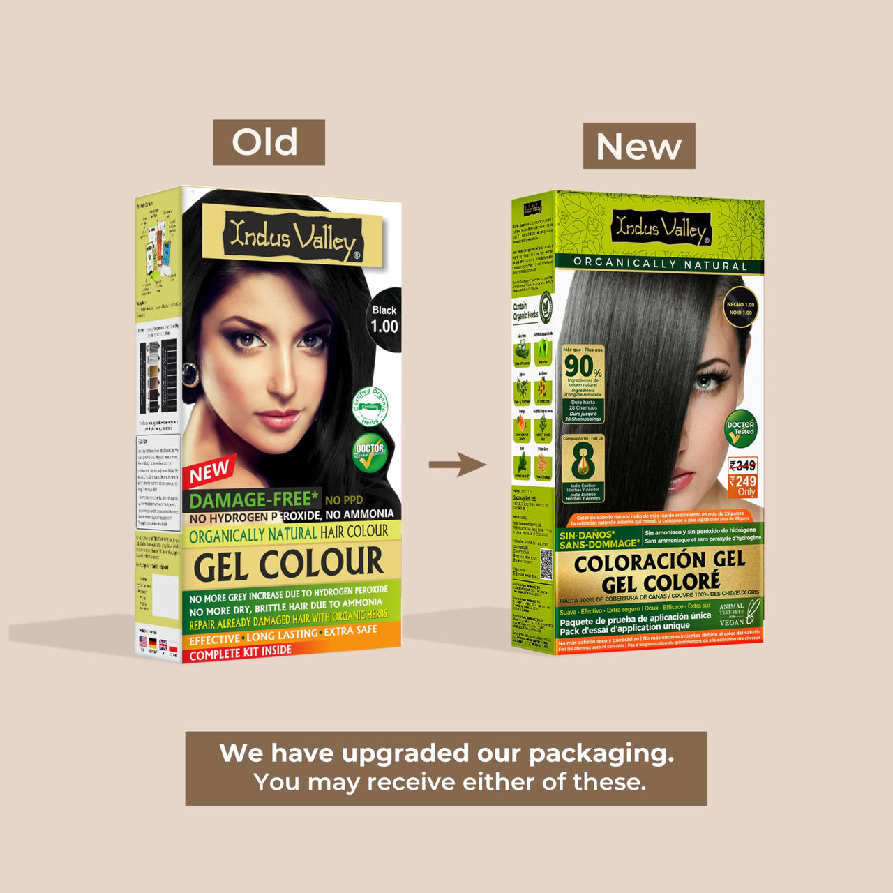 INDUS VALLEY Damage Free Natural Gel Hair Colour for Women | Ammonia & PPD Free Organic Hair Colour with 100% Grey Coverage, Long Lasting Hair Color Trial Pack (Black, 65 ml)