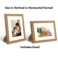 Americanflat 8x10 Picture Frame in Dark Oak - Use as 5x7 Picture Frame with Mat or 8x10 Frame Without Mat - Engineered Wood Photo Frame with Shatter-Resistant Glass and Easel for Wall and Tabletop