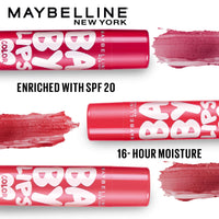Maybelline New York Lip Balm, With SPF, Moisturises and Protects from the Sun, Pink Lolita & Baby Lips Cherry Kiss, Baby Lips, Pink, Red,(Pack of 6), 8g