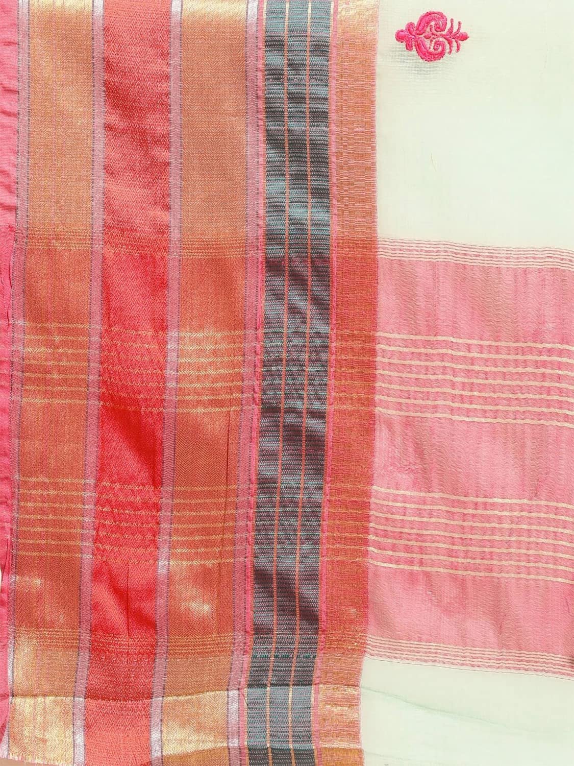 leeza store Women's  Jacquard Dobby Butta Butti Rich Kota Doria Cotton Silk Saree With Blouse Piece Green