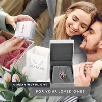 Leafael Women’s Silver Plated Infinity Love Heart Pendant Necklace with Birthstone Crystals, Jewelry Gifts for Her, 18 + 2 inch Chain, Anniversary Birthday Mother's  Necklaces for Wife Mom Girlfriend 13a-Protection-Rainbow Black