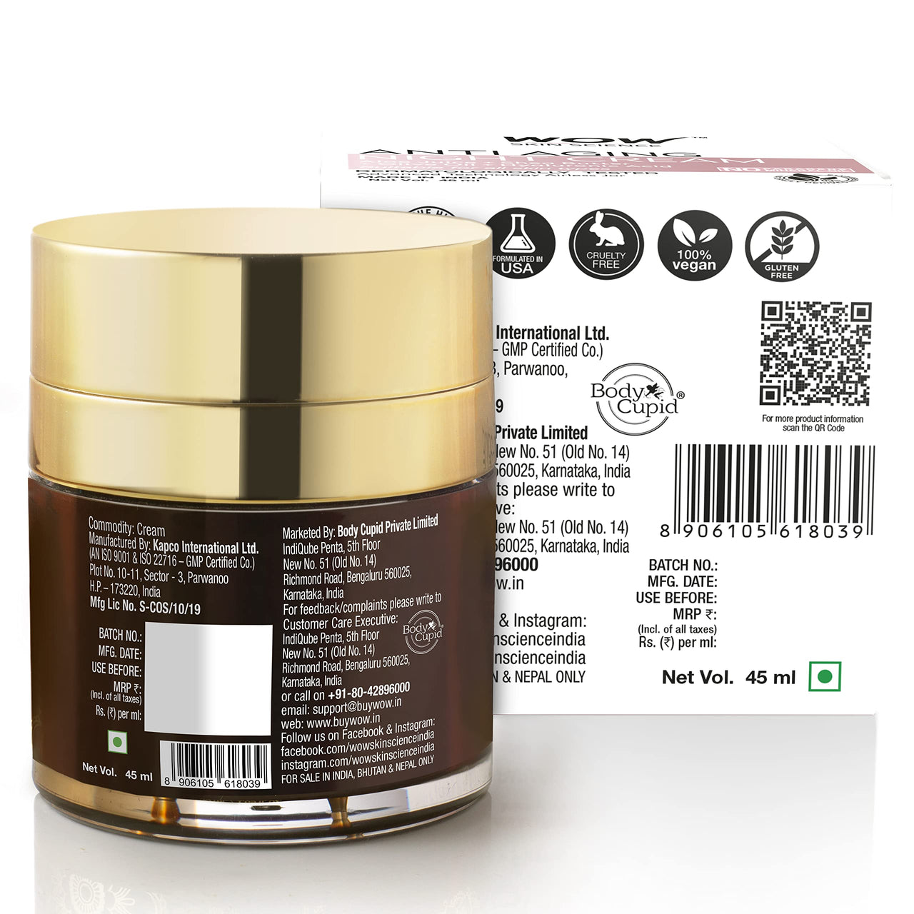 WOW Skin Science Anti Aging Night Cream - No Minerals And No Parabens - Infused With Matrixly 3000 Peptide, Hyaluronic Acid & Vitamin C - 50Ml