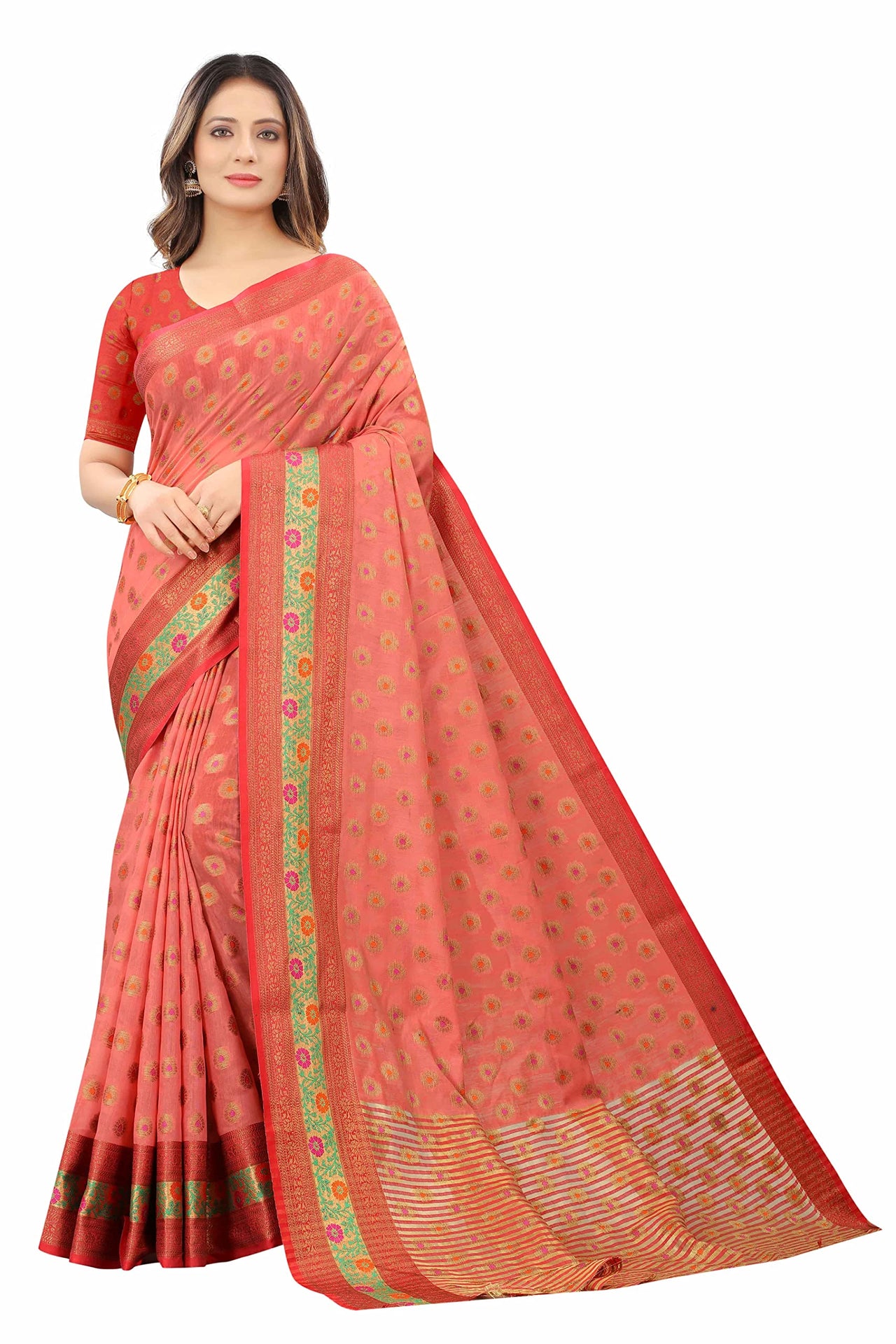 Silk Zone Women's  Cotton Woven Saree