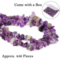 456 PCs Natural Chip Stone Beads, 5-8mm Irregular Multicolor Gemstones Loose Crystal Healing Amethyst Rocks with Hole for Jewelry Making DIY Crafts