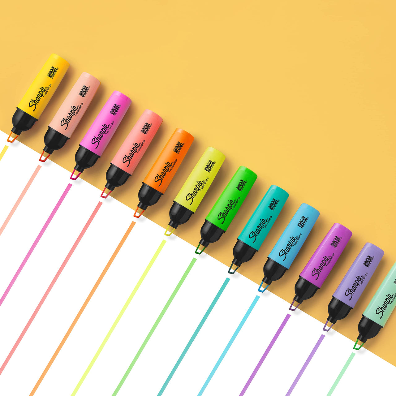 SHARPIE Highlighter, Clear View Highlighter with See-Through Chisel Tip, Tank Highlighter, Assorted, 12 Count 12 Count Assorted