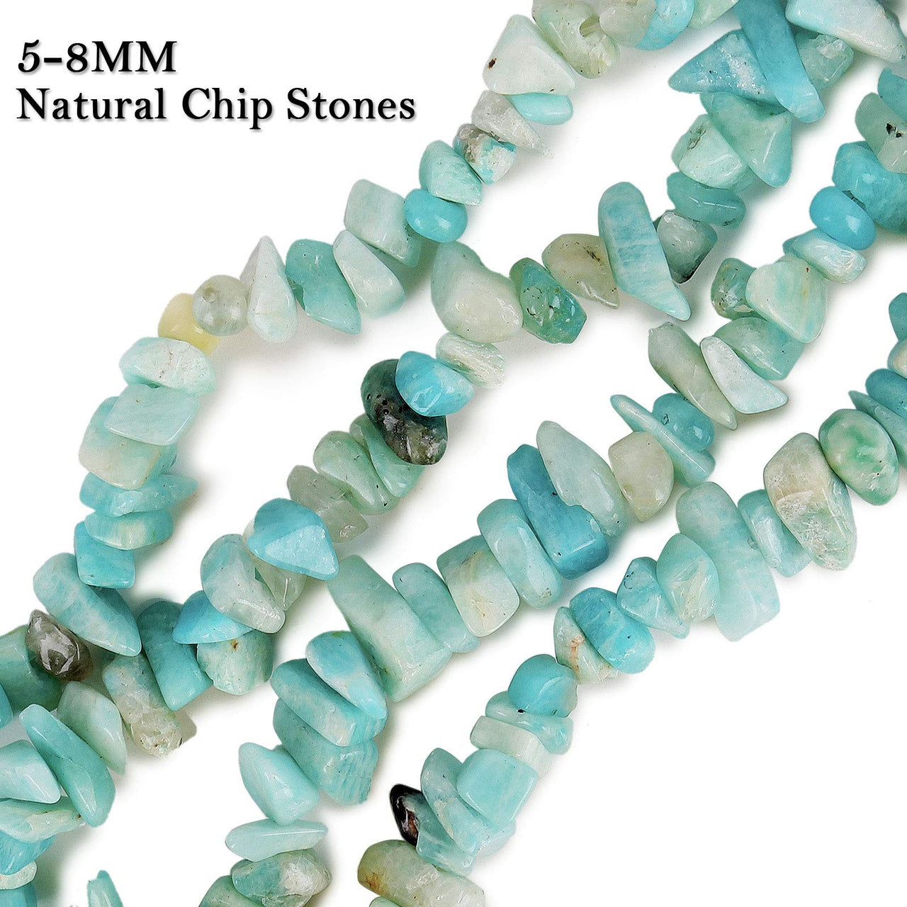 456 PCs Natural Chip Stone Beads, 5-8mm Irregular Multicolor Gemstones Loose Crystal Healing Amazonite Rocks with Hole for Jewelry Making DIY Crafts
