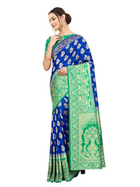 SATYAM WEAVES Women's  Banarasi Cotton Silk Saree With Blouse Piece
