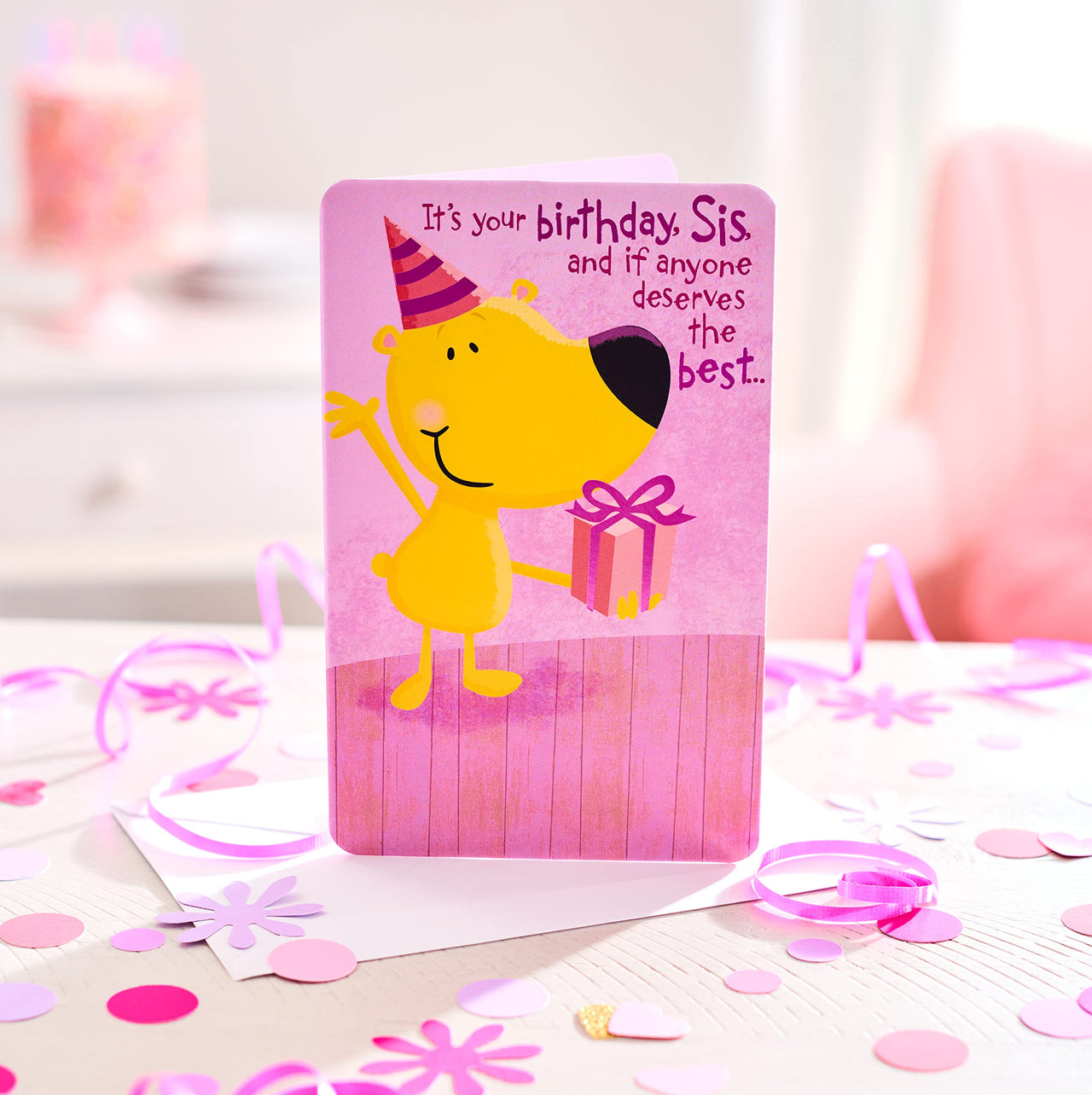 American Greetings Birthday Card for Sister (Bear with Gift) Bear with Gift