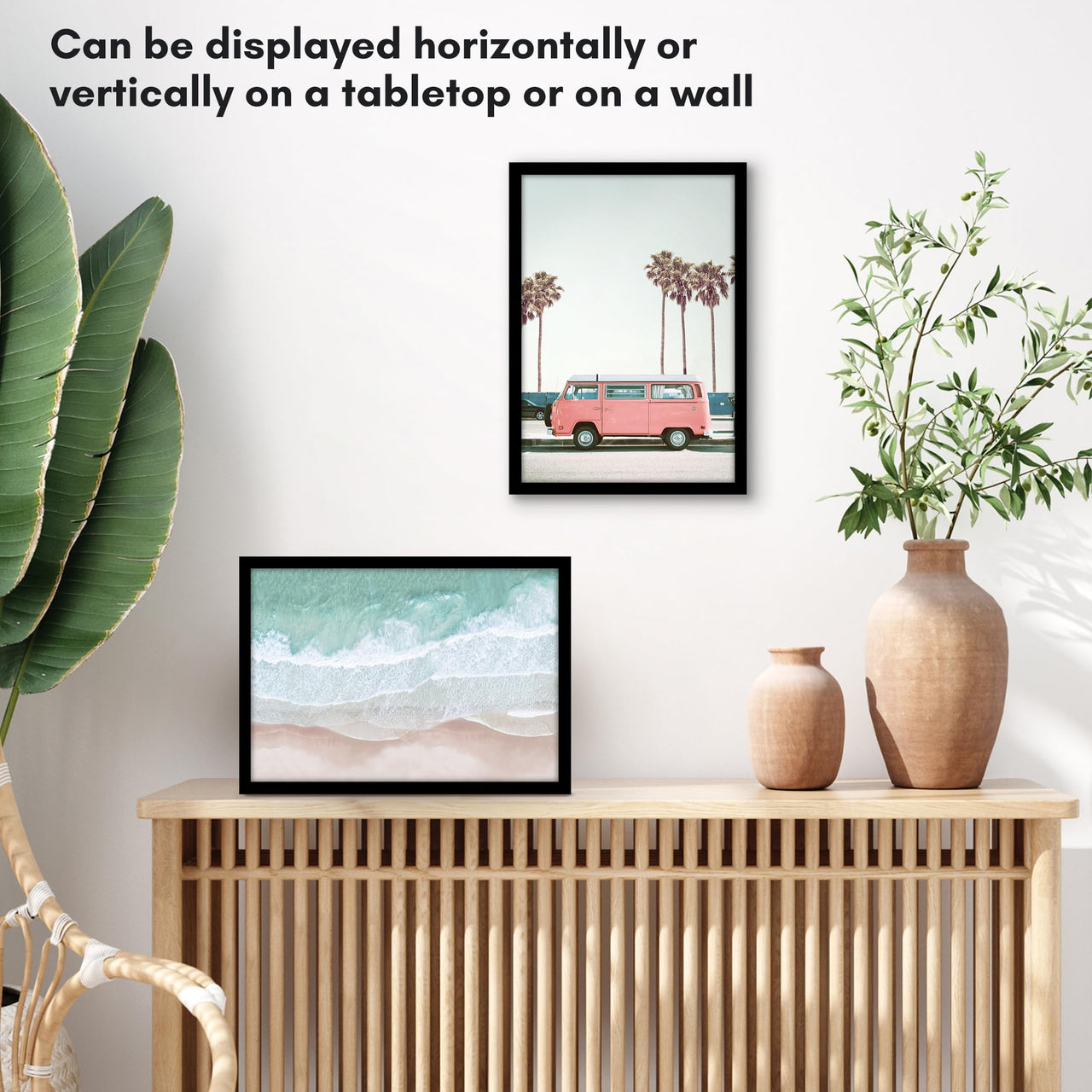 Americanflat 9x13 Picture Frame in Black - Thin Border Photo Frame with Shatter-Resistant Glass, Hanging Hardware, and Built-in Easel for Horizontal or Vertical Display Formats for Wall or Tabletop