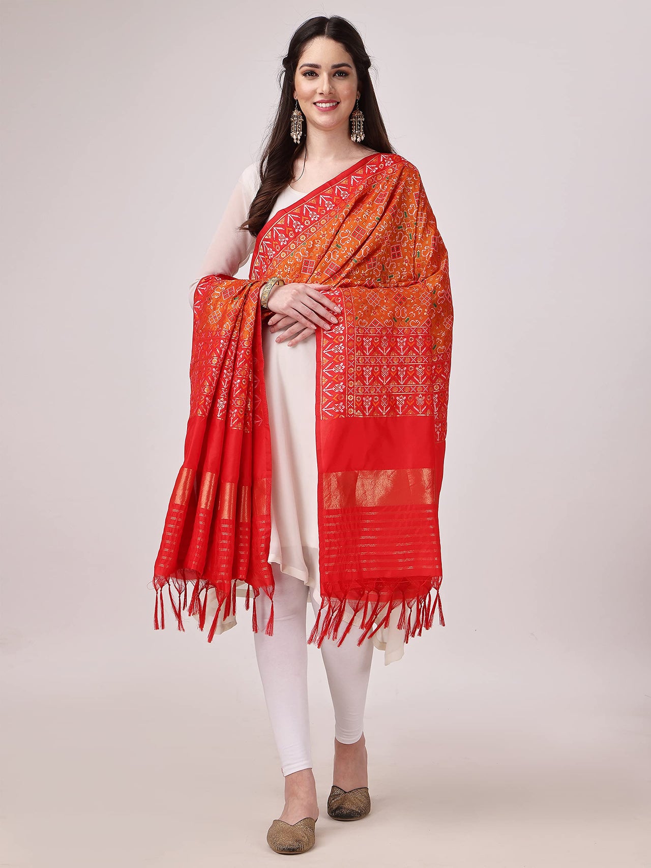 KAPAAHA Women's  Woven Silk Bandhani Patola Dupatta, Width 45 inch, Length 2.5 meter