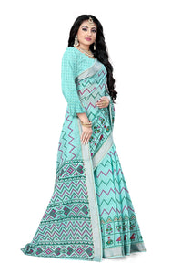 DHRUVI TRENDZ Women's  Cotton Silk Printed Banarasi Patola Silk Blend saree women with Blouse Piece (Orange)