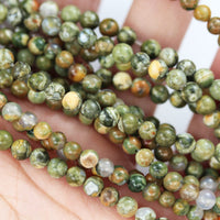 Real Crystals for Jewelry Making Energy Healing Crystals Jewelry Chakra Crystal Jewerly Beading Supplies Green Rhyolite 15.5inch About 58-60 Beads 6MM